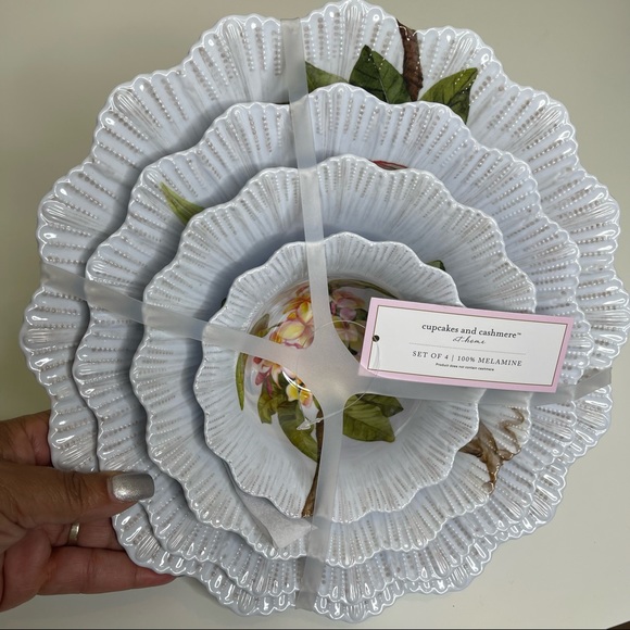 cupcakes & cashmere Other - CUPCAKES CASHMERE NESTING FLORAL FLOWER SERVING BOWLS MELAMINE